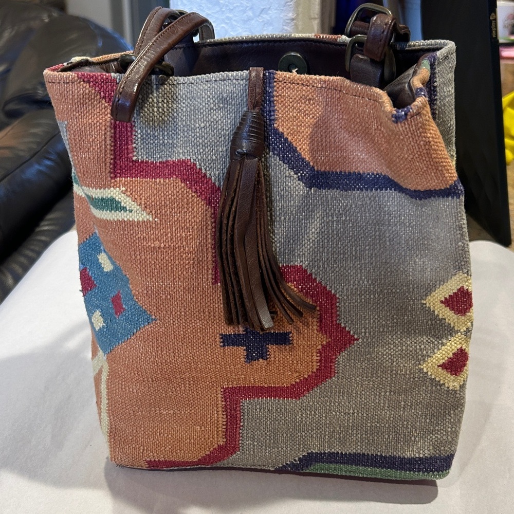 Legacy Geometric Pattern Mini Bag - Brown, Orange… - image 3